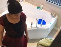 Hidden camera captures a steamy Indian resort bathroom scene: bathroom,cams,desi,india